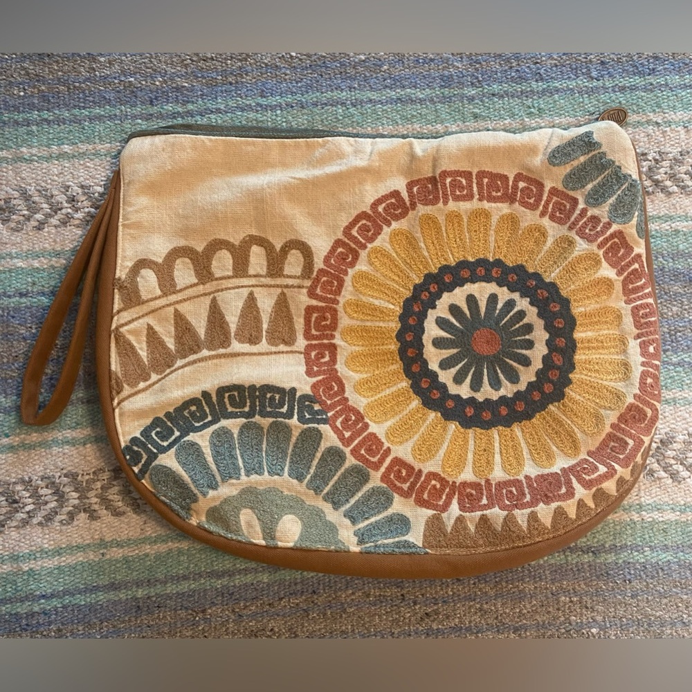 Large Upcycled Wristlet Pouch Purse